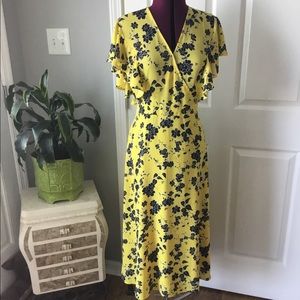 Maison Jules Yellow Dress Blue Floral & Bee Design
